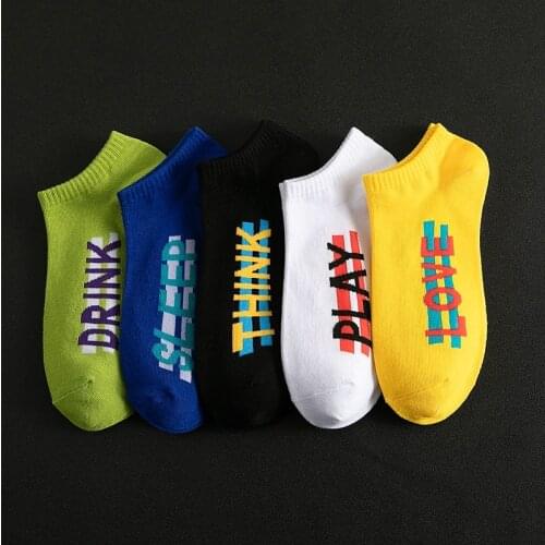 2021 New Mens Socks Spring/Summer Fashion Couples Letter Style Sports Boat Socks Korean Version Of Women Cotton Socks EUR38-44