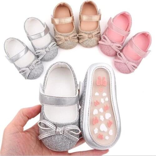 New Spring Summer Baby Shoes Fashion Bling Infant PU First Walkers Rubber Sole Infants Girls Princess Shoes