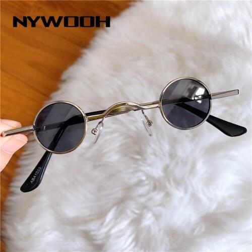 NYWOOH Vintage Round Sunglasses Women Retro Small Frame Steampunk Sun Glasses Men Hip hop Style Eyewear UV400