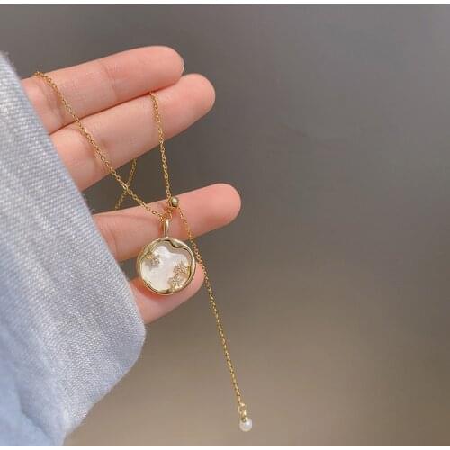 Huge Bud Ziconia Star Necklace for Women Gold Pendant Chain Necklace Stainless Steel Collier Femme Trend Fashion Jewerly Gift