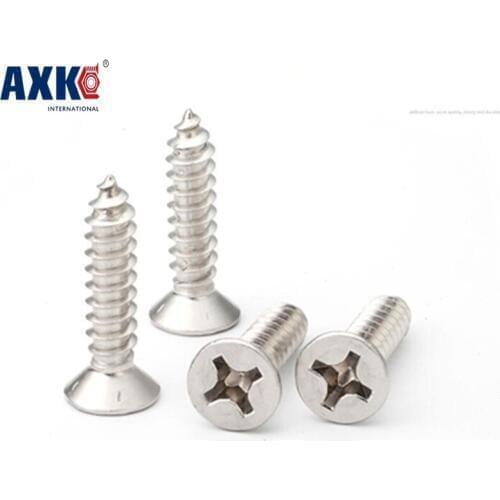Parafusos Hot Sale Drywall 2018 Axk 1000pcs M2*4/5/6/8/10/12/14 Stainless Steel 304 Flat Countersunk Head Self Tapping Screw