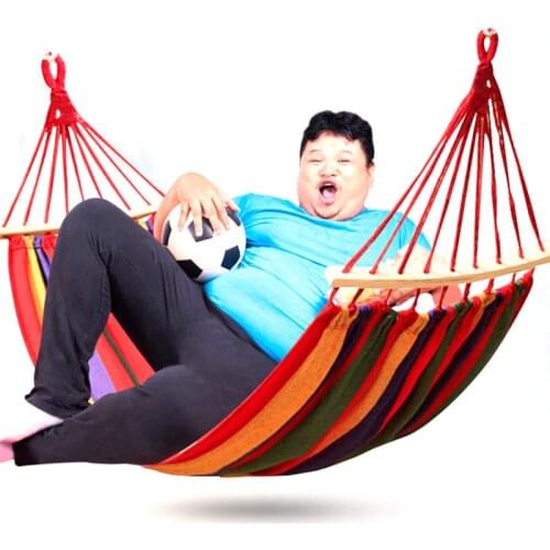 Single-person Camping Parachute Hammock Canvas Travel Hanging Bed Garden Hammock Chair Swing Bed For Adults Outdoor Furniture