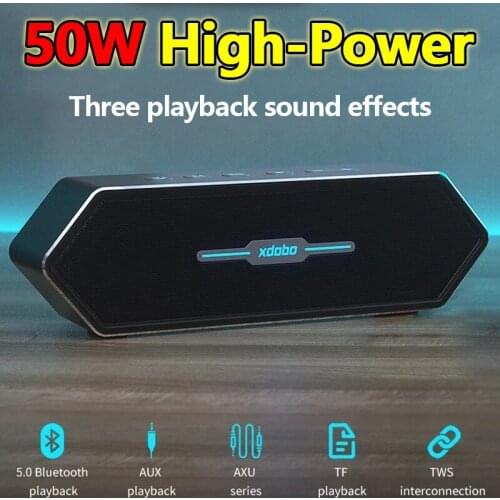 50W High Power Portable Bluetooth Speaker Outdoor Waterproof Column DSP Bass Speaker TWS Subwoofer Soundbar Support TF Card AUX