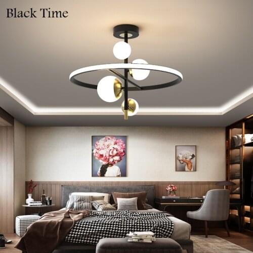 Black Gold LED Ceiling Light Art Creative Ceiling Lamp for Living Room Bedroom Study Dining Room Kitchen Indoor Lighting Fixture