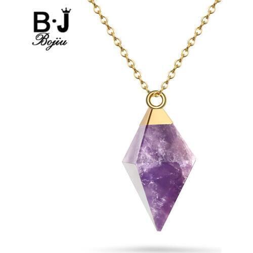 Bojiu Simple Natural Stone Choker Necklace Gold Color Link Chain Short Necklace For Women Girl Fashion Jewelry NKS053