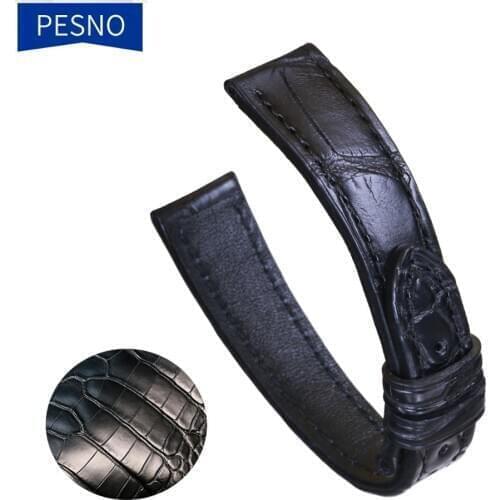 PESNO Compatible for Maurice Lacroix Genuine Alligator Leather Straps Crocodile Leather Bamboo Grain Watch Belt Accessories