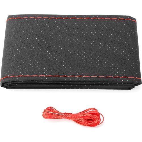Hand Sewing DIY Black Car Steering Wheel Cover PU Leather With Needles and Thread Van For Ford Focus 2 3 Kia Rio Hyundai Solaris