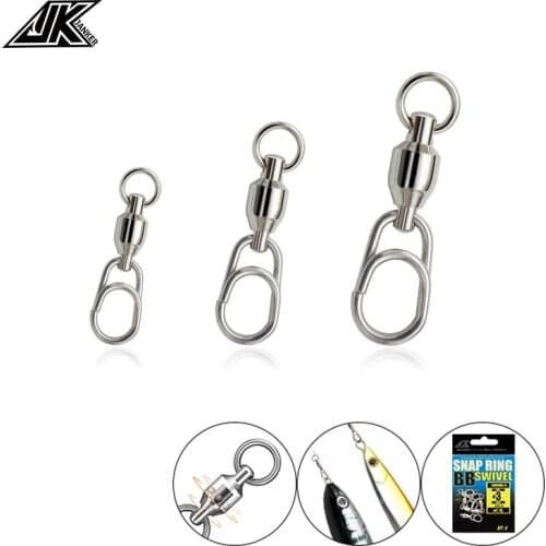 JK SNRBBS 4-6 pcs Pull 90-214 LB Fishing Connector Stainless Steel Bearing Rolling Swivel Lure Sea Fishing Accessories