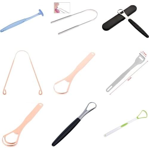 Adult Stainless Steel Tongue Scraper Cleaner Fresh Breath Cleaning Coated Tongue Toothbrush Dental Oral Hygiene Care Tools