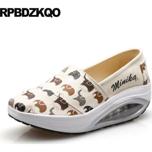 Swing Round Toe Cheap Shoes China Thick Sole Flower Women Elevator Flats Lightweight Walking Floral Latest Beautiful Drop