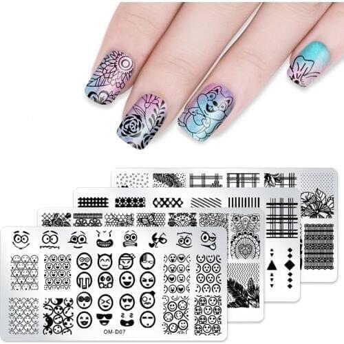 1pc Rectangle Nail Art Stamp Template Animal Flower Vine Rose Leaves Floral Image Pattern Printing Plate for Manicure Stencil
