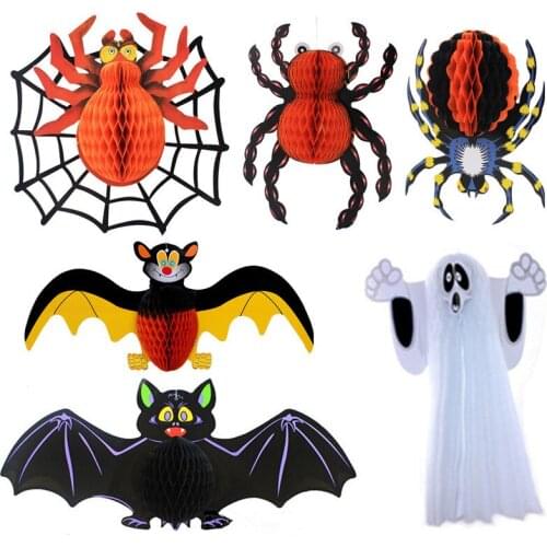 Halloween Decor Horrible Paper Spider Decor 3 Styles Trick Or Track Door Decor Kids Favor Happy Halloween Party Wall Decor