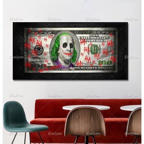 Street art Graffiti Joker Figure Dollar Wall Art Money Modular Pictures Abstract Poster Canvas Painting Home Decor Living Room