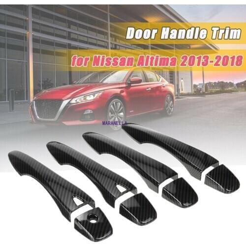 ABS Carbon Fiber Exterior Side Door Handle Protector Cover Trim for Nissan Altima Sedan 2013-2018