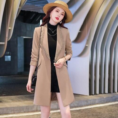 High Quality Fabric Middle Long Windbreaker Women Autumn Winter Jackets Coat Female Outwear Tops Clothes Overcoat Plus Size