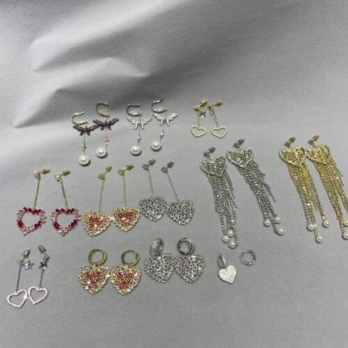 Fashion women jewelry heart drop earring cubic zircon copper butterfly earring free shipping trendy