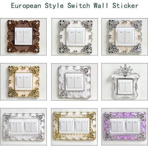 1pc Portable Socket Decals Switch European Style Luxury Square Shaped Lace Light Switch Cover Wall Stickers Pastel Home Decor