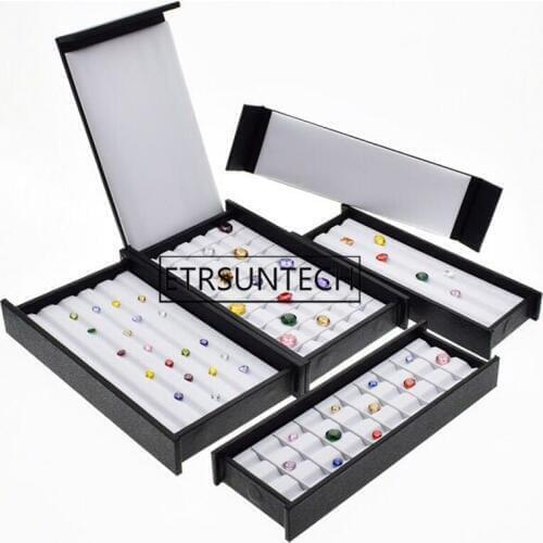 10pcs PU Leather Gem Display Tray Diamond Storage Box Jewelry Case With Cover Gemstone Organizer