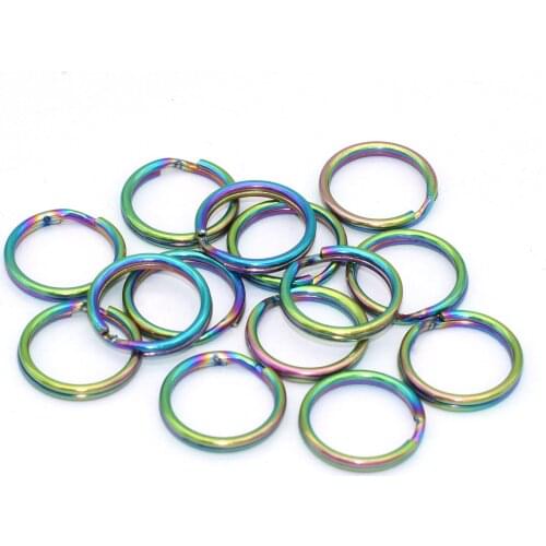 12mm Rainbow Round Split Key Rings Key Chain Jewelry Charm Clasp Supplies,Small Jump O Rings Loop Metal Pendant,Key Fob Hardware