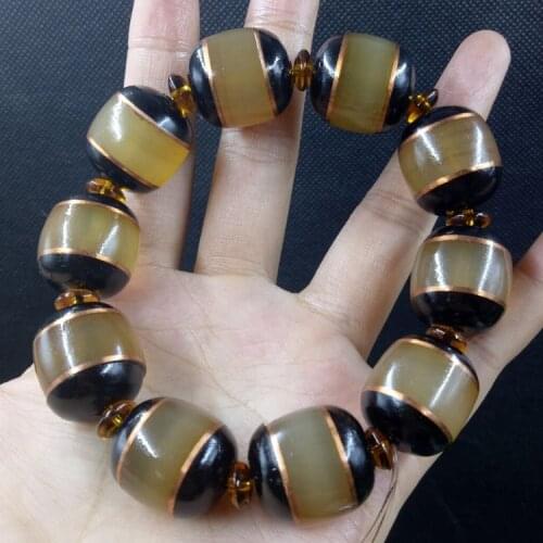 18mm Admirable Tibetan sheeps horn Mala bead bangle bracelet Rare Buddhism Amulet