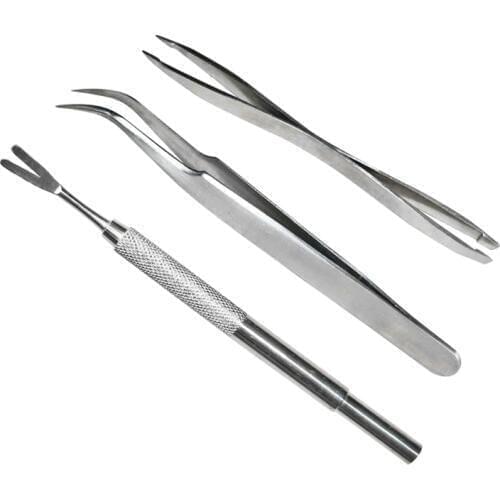 Stainless Steel 2 in 1 Pet Flea Treatment Tick Removal Tool Set 2 in 1 Fork Tweezers Clip for Dog Cat Supplies