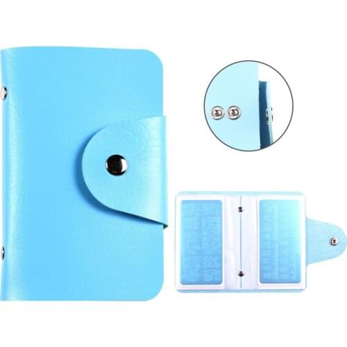 Nail Art Stamp Plate Organizer Blue 20Slots Stamping Plates Holder Storage Bag Durable PU Leather Cases Stamp Bag