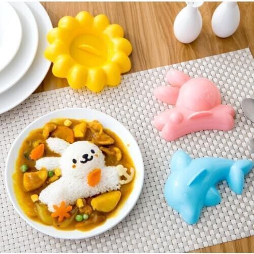 4pcs/set Cartoon Sushi Molds Dolphin Rabbit Baby Rice Dough Mold Kids Childrens Lunch DIY mold Kitchen Gadgets SN271