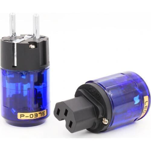 Free Shipping Pair P-037E Rhodium plated EU power connector +C-037 IEC female connector