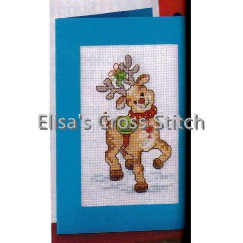 CD150 Cross Stitch Kit Card Package Greeting Card Needlework Counted Cross-Stitching Kits Christmas Gift Cute Reindeer Cards