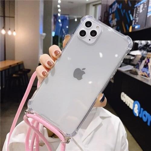 Strap Cord Chain Phone Case for iPhone 12 11 Pro Max Mini XS Max XR X Necklace Lanyard Funda For iPhone SE 7 8 6 6s Plus Coque