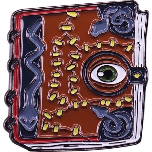 Evil eye book enamel pin wierd occult witchcraft jewelry
