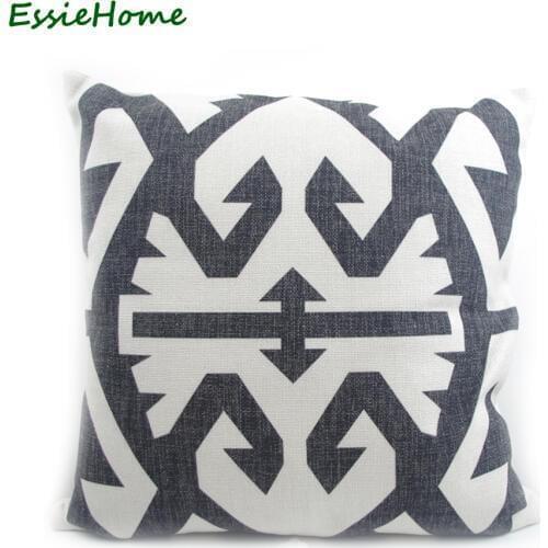 ESSIE HOME High-End Digital Print Black Turkish Ethnic Kilim Pattern Pillow Case Cushion Cover For Sofa Home Decoration Throw