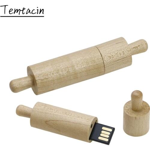 Funny Pendrive 256GB Maple Wooden Rolling Pin USB Flash Drive 8GB 16GB 32GB 64GB 128GB USB 2.0 Memory Drives Cle USB Stick Disk