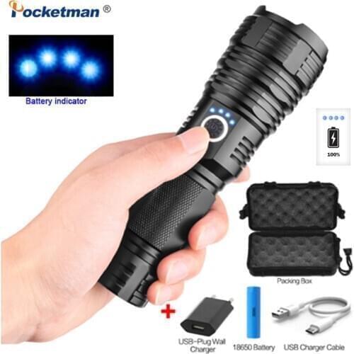 USB Zoomable Torch XHP50 XHP70 Rechargeable Flashlamp Most Powerful XHP70.2 LED Hunting Flashlight Use 18650 26650 Battery