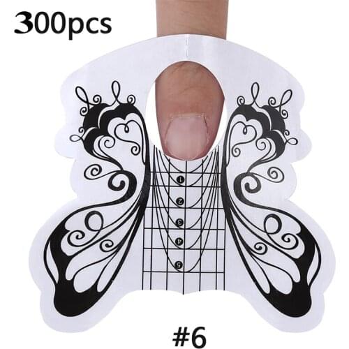 300pcs Nail Art French Butterfly Forms Crystal Acrylic Nails Design UV Gel Extension Polish Manicure Guide Mold Builder Form 2/6