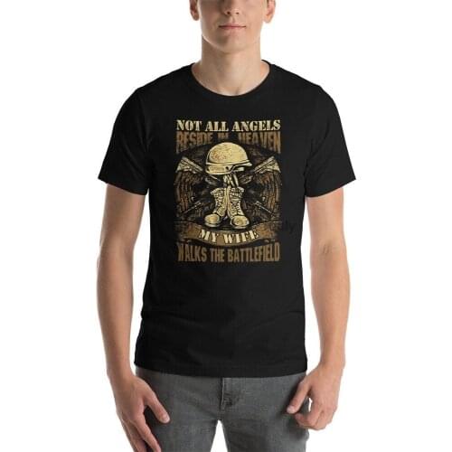 Military Wife Veteran T Shirt for Men Angel Walks The Battlefield Shirt Army Soldier Wife Shirts US Veteran Mens Shirts Veteran