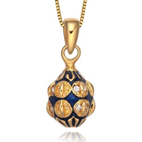 Hottest Enamel HandMade Jewelry Mini Size Coin Brass Vintage Egg Pendant Charm Crystal Rhinestone Necklace Gift To Women Girls