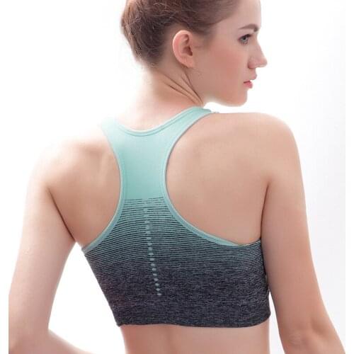 Gradient Sports Shirts for Women, Quick Dry Padded HBack Sports Top, Seamless Sport Bra Top Running Fitness Yoga Tops