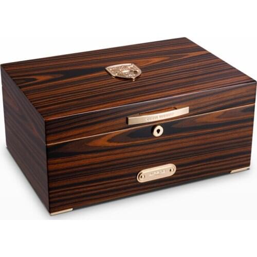 JIFENG Great Spanish Cedar Wood Travel Humidor W/Lock Humidifier Hygrometer Cigar Case Tobacco Box For COHIBA New