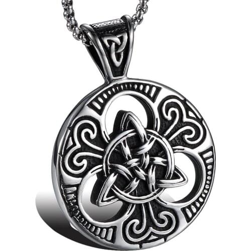 Classic Fashion Titanium Steel Pendant Irish Celtic Knot Pattern Tag Personality Retro Mens Jewelry Gift