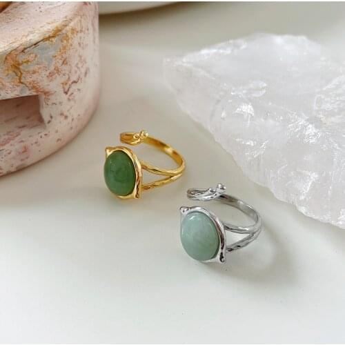 925 Sterling Silver Jasper Rings Gift For Women Minimalist Gothic 2021 Adjustable Party Engagement Fashion Accesories Jewellery