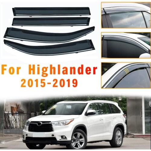Car Styling Smoke Window For Toyota Highlander 2015 2016 2017 2018 Sun Rain exterior visor Deflector Guard Accessorie 4pcs