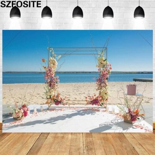 Beautiful Sea View Beach Arches Flower Wall Wedding Photo Shooting Background Photography Studio Bride Party Decoration Backdrop