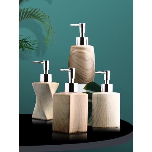 Creative Wood Grain Ceramic Soap Dispenser Household Push-type Lotion Bottle Sink Sub-bottling Bathroom Decoration Accessories