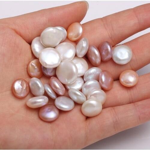 Natural Freshwater Pearl Punch Loose bead Button shape Pendants for Jewelry Making DIY womens elegant Necklace Accessories
