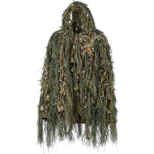 Hot Ghillie Suit Hunting Woodland 3D Bionic Leaf Disguise Uniform Cs Camouflage Suits Set Jungle Train Hunting Cloth