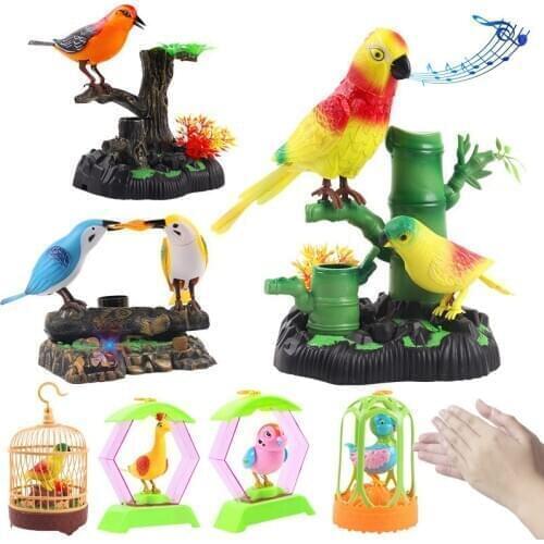 Simulation voice control pet bird toy electric induction parrot electric voice control childrens toy with light for kids