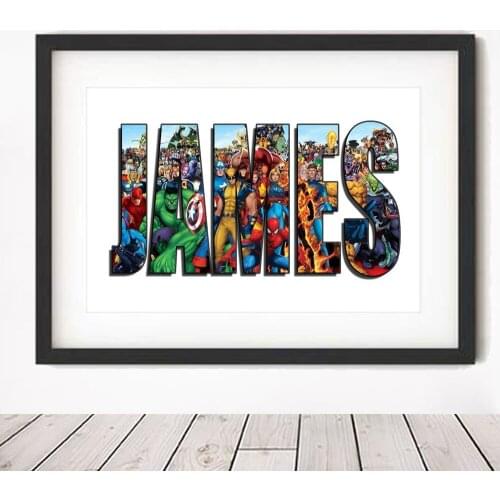 Customize Your Name On The Avengers Marvel Superhero Canvas Living Room Bedroom Decoration Painting As A Gift Cuadros Decor