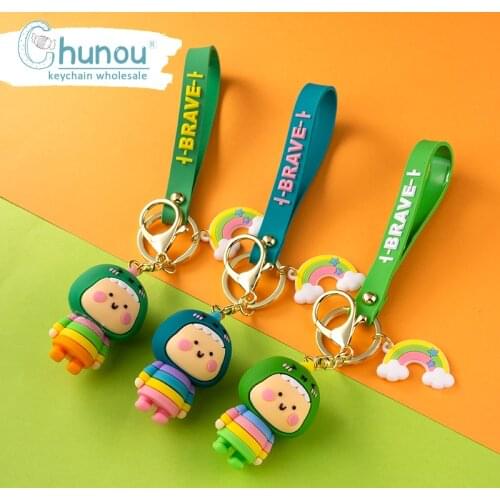 2020 New Cartoon Rinbown Dinosaur Cute Keychain For Women Backpack Car Keychain Ring Accessories Pendant Keyholder Wholesale