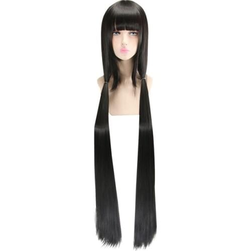 Harukawa Maki Cosplay Wig New Danganronpa V3 Costume Black long straight Play Wigs Halloween Costumes Hair free shipping